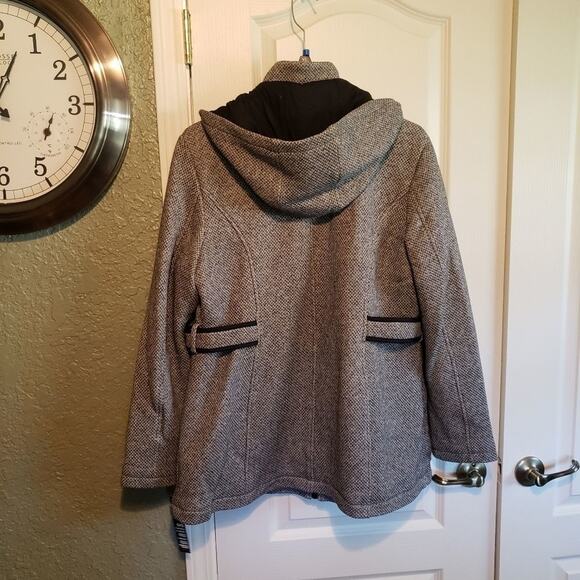 NEW, D.e.t.a.i.l.s Int tweed removable hood, pea coat jacket XL - Picture 2 of 11